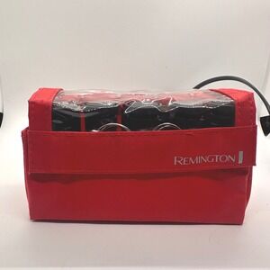 Remington Heated Hair Rollers Curlers Set Red Black Travel Case Corded Curls‎